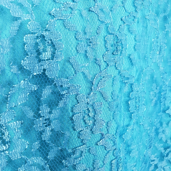 Vintage 60 Mod Lace Mini Dress - size Large - 1960s blue - Picture 6 of 8